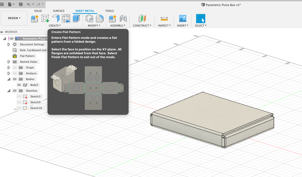 Create the flat pattern