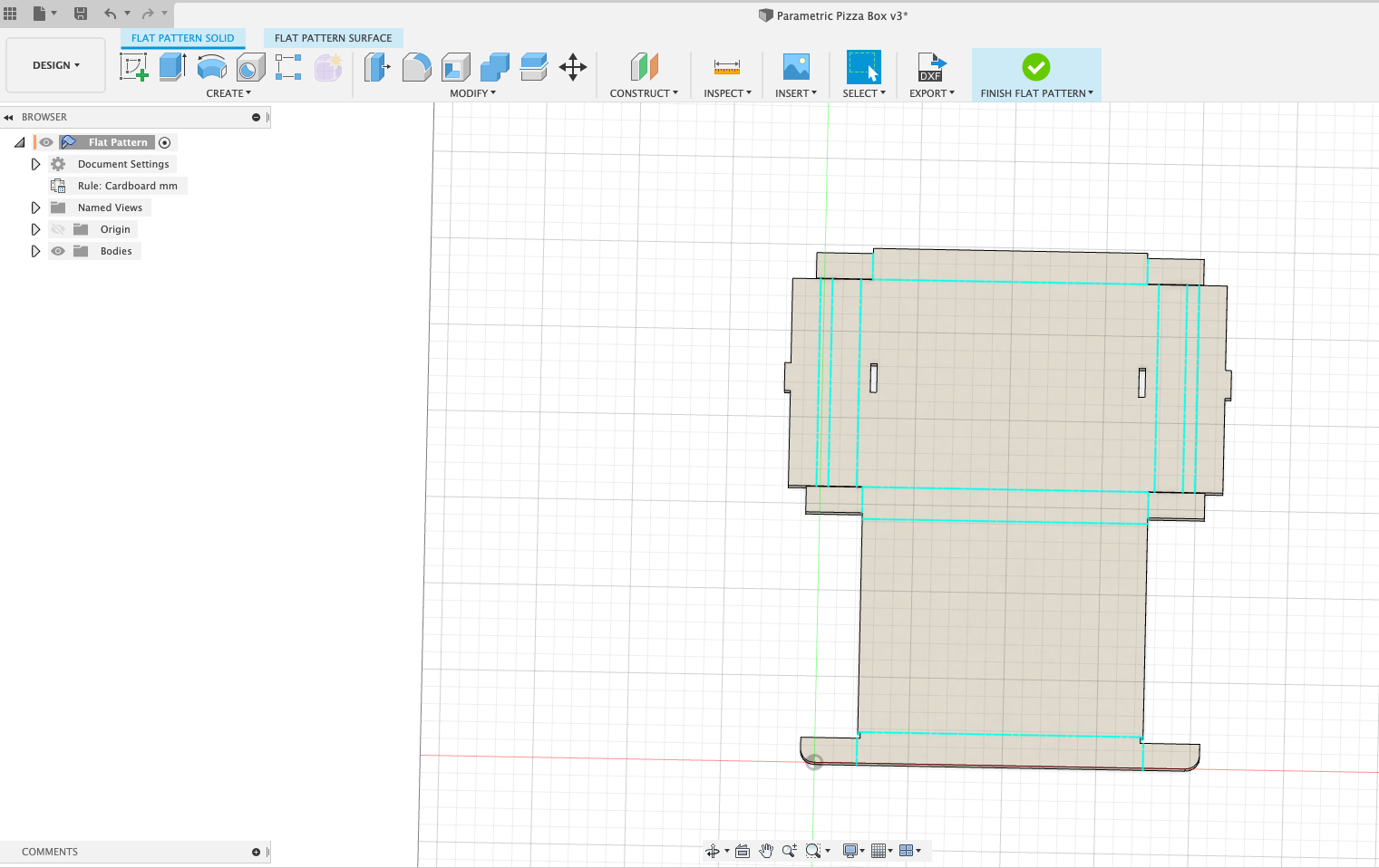 Here is what the flat pattern will look like